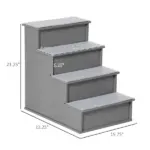 PawHut Pet Stairs Small Dog Steps for Couch Bed with Cushioned Cover Grey - Image 3