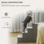 PawHut Pet Stairs Small Dog Steps for Couch Bed with Cushioned Cover Grey - Image 6