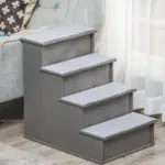 PawHut Pet Stairs Small Dog Steps for Couch Bed with Cushioned Cover Grey - Image 10