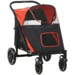 Pet Stroller Dog Cat Carriage One Click Fold with Universal Front Wheels Shock Absorber Brakes Storage Bags Mesh Window