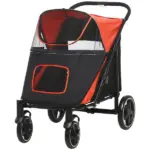 Pet Stroller Dog Cat Carriage One Click Fold with Universal Front Wheels Shock Absorber Brakes Storage Bags Mesh Window - Image 11