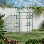 Outsunny Petite Walk-in Growhouse with Ventilated Entries, Plant Tags, and Tiered Racks - Image 2