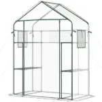 Outsunny Petite Walk-in Growhouse with Ventilated Entries, Plant Tags, and Tiered Racks - Image 11