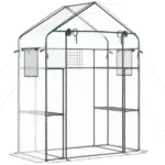 Outsunny Petite Walk-in Growhouse with Ventilated Entries, Plant Tags, and Tiered Racks