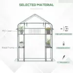 Outsunny Petite Walk-in Growhouse with Ventilated Entries, Plant Tags, and Tiered Racks - Image 6