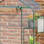 Outsunny Petite Walk-in Growhouse with Ventilated Entries, Plant Tags, and Tiered Racks - Image 9