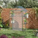 Outsunny Petite Walk-in Growhouse with Ventilated Entries, Plant Tags, and Tiered Racks - Image 10