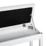 Piano Bench with Storage Wooden Duet Seat White Faux Leather Cushion Button Tufted - Image 8