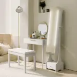 Piano Bench with Storage Wooden Duet Seat White Faux Leather Cushion Button Tufted - Image 9