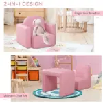 Pink 2-in-1 Convertible Kids Sofa Set Toddler Table and Chair Versatile Couch for Boys and Girls - Image 4