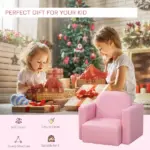 Pink 2-in-1 Convertible Kids Sofa Set Toddler Table and Chair Versatile Couch for Boys and Girls - Image 5