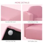 Pink 2-in-1 Convertible Kids Sofa Set Toddler Table and Chair Versatile Couch for Boys and Girls - Image 6