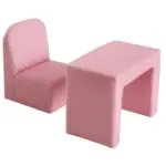Pink 2-in-1 Convertible Kids Sofa Set Toddler Table and Chair Versatile Couch for Boys and Girls - Image 7