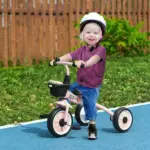 Qaba Pink Kids Tricycle for Toddlers Age 2-5 with Adjustable Seat Basket Bell Handlebar Grips Toddler Bike - Image 2