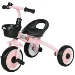 Qaba Pink Kids Tricycle for Toddlers Age 2-5 with Adjustable Seat Basket Bell Handlebar Grips Toddler Bike - Image 11