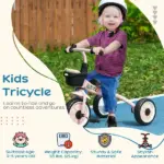 Qaba Pink Kids Tricycle for Toddlers Age 2-5 with Adjustable Seat Basket Bell Handlebar Grips Toddler Bike - Image 4