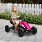 Aosom Pink Pedal Go Kart for Kids Swing Axle Shock-Absorbing Wheels Outdoor Fun - Image 2