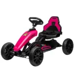 Aosom Pink Pedal Go Kart for Kids Swing Axle Shock-Absorbing Wheels Outdoor Fun