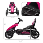 Aosom Pink Pedal Go Kart for Kids Swing Axle Shock-Absorbing Wheels Outdoor Fun - Image 3
