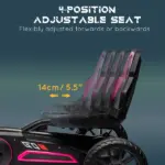 Aosom Pink Pedal Go Kart for Kids Swing Axle Shock-Absorbing Wheels Outdoor Fun - Image 4