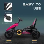 Aosom Pink Pedal Go Kart for Kids Swing Axle Shock-Absorbing Wheels Outdoor Fun - Image 5