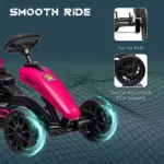 Aosom Pink Pedal Go Kart for Kids Swing Axle Shock-Absorbing Wheels Outdoor Fun - Image 6