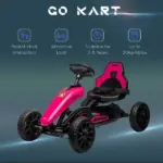 Aosom Pink Pedal Go Kart for Kids Swing Axle Shock-Absorbing Wheels Outdoor Fun - Image 8