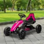 Aosom Pink Pedal Go Kart for Kids Swing Axle Shock-Absorbing Wheels Outdoor Fun - Image 10