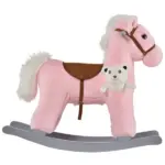 Plush Rocking Horse with Bear Toy and Animal Sounds Pink for Ages 3+ - Image 11