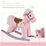 Plush Rocking Horse with Bear Toy and Animal Sounds Pink for Ages 3+ - Image 4