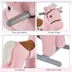 Plush Rocking Horse with Bear Toy and Animal Sounds Pink for Ages 3+ - Image 6
