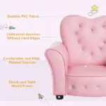 Pink Princess Toddler Sofa Chair with Tufted Upholstery and Diamond Decor - Image 4