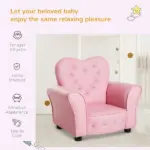 Pink Princess Toddler Sofa Chair with Tufted Upholstery and Diamond Decor - Image 7