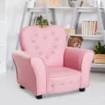 Pink Princess Toddler Sofa Chair with Tufted Upholstery and Diamond Decor - Image 8