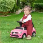 Aosom Pink Toddler Ride On Toy Car Foot-to-Floor with Music Horn Headlights Storage - Image 2