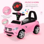Aosom Pink Toddler Ride On Toy Car Foot-to-Floor with Music Horn Headlights Storage - Image 4