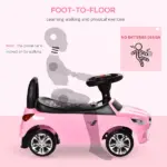 Aosom Pink Toddler Ride On Toy Car Foot-to-Floor with Music Horn Headlights Storage - Image 6