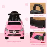 Aosom Pink Toddler Ride On Toy Car Foot-to-Floor with Music Horn Headlights Storage - Image 7