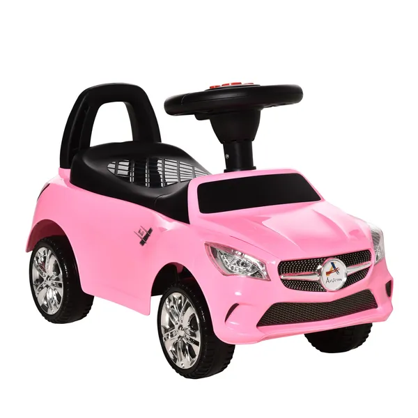 pink-toddler-ride-on-toy-car-foot-to-floor-with-music-horn-headlights-storage.webp Aosom Pink Toddler Ride On Toy Car Foot-to-Floor with Music Horn Headlights Storage - Image 1