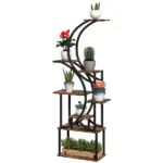 Outsunny Plant Stand Indoor, 8 Tier 62" S-Shaped Plant Shelf, Corner Plant Rack for Multiple Plants, Carbonised Finish