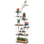Outsunny Plant Stand Indoor, 8 Tier 62" S-Shaped Plant Shelf, Corner Plant Rack for Multiple Plants, Carbonised Finish