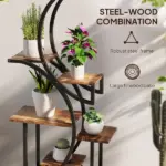 Outsunny Plant Stand Indoor, 8 Tier 62" S-Shaped Plant Shelf, Corner Plant Rack for Multiple Plants, Carbonised Finish - Image 5