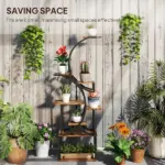 Outsunny Plant Stand Indoor, 8 Tier 62" S-Shaped Plant Shelf, Corner Plant Rack for Multiple Plants, Carbonised Finish - Image 6