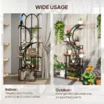 Outsunny Plant Stand Indoor, 8 Tier 62" S-Shaped Plant Shelf, Corner Plant Rack for Multiple Plants, Carbonised Finish - Image 7