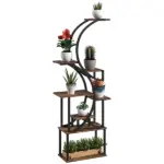 Outsunny Plant Stand Indoor, 8 Tier 62" S-Shaped Plant Shelf, Corner Plant Rack for Multiple Plants, Carbonised Finish - Image 11