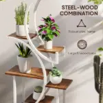 Outsunny Plant Stand Indoor, 8 Tier 62" S-Shaped Plant Shelf, Corner Plant Rack for Multiple Plants, Carbonised Finish - Image 5