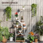 Outsunny Plant Stand Indoor, 8 Tier 62" S-Shaped Plant Shelf, Corner Plant Rack for Multiple Plants, Carbonised Finish - Image 6