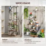 Outsunny Plant Stand Indoor, 8 Tier 62" S-Shaped Plant Shelf, Corner Plant Rack for Multiple Plants, Carbonised Finish - Image 7