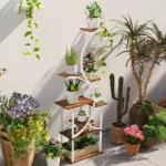 Outsunny Plant Stand Indoor, 8 Tier 62" S-Shaped Plant Shelf, Corner Plant Rack for Multiple Plants, Carbonised Finish - Image 8