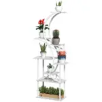 Outsunny Plant Stand Indoor, 8 Tier 62 Inch S-Shaped Plant Shelf, Corner Plant Rack for Multiple Plants, White